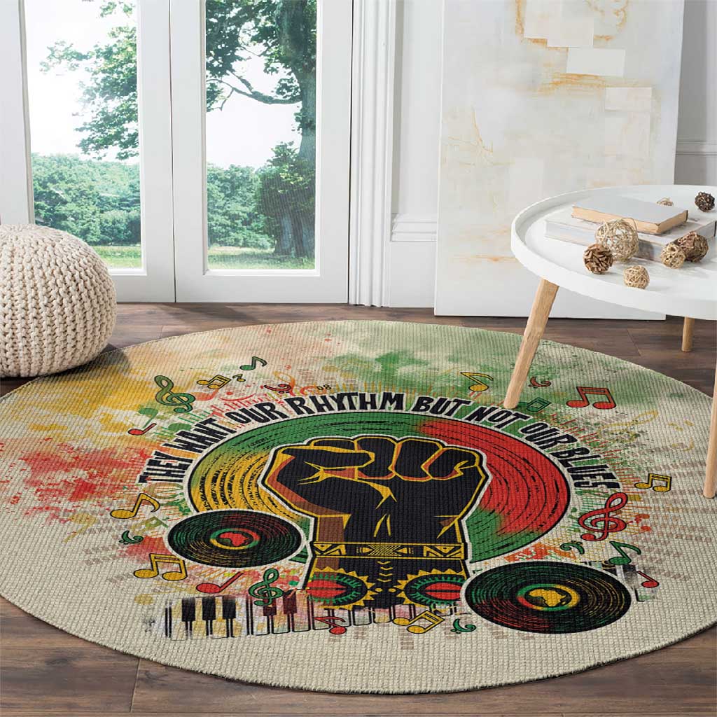 They Want Our Rhythm Not Our Blues Round Carpet Afro Pride Music