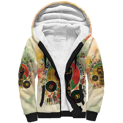 They Want Our Rhythm Not Our Blues Sherpa Hoodie Afro Pride Music