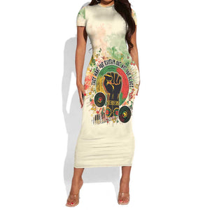 They Want Our Rhythm Not Our Blues Short Sleeve Bodycon Dress Afro Pride Music DT03