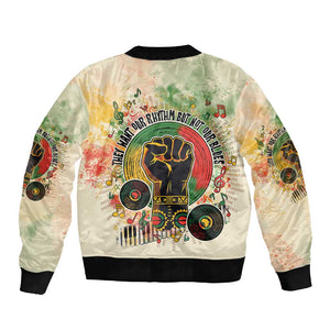 They Want Our Rhythm Not Our Blues Sleeve Zip Bomber Jacket Afro Pride Music