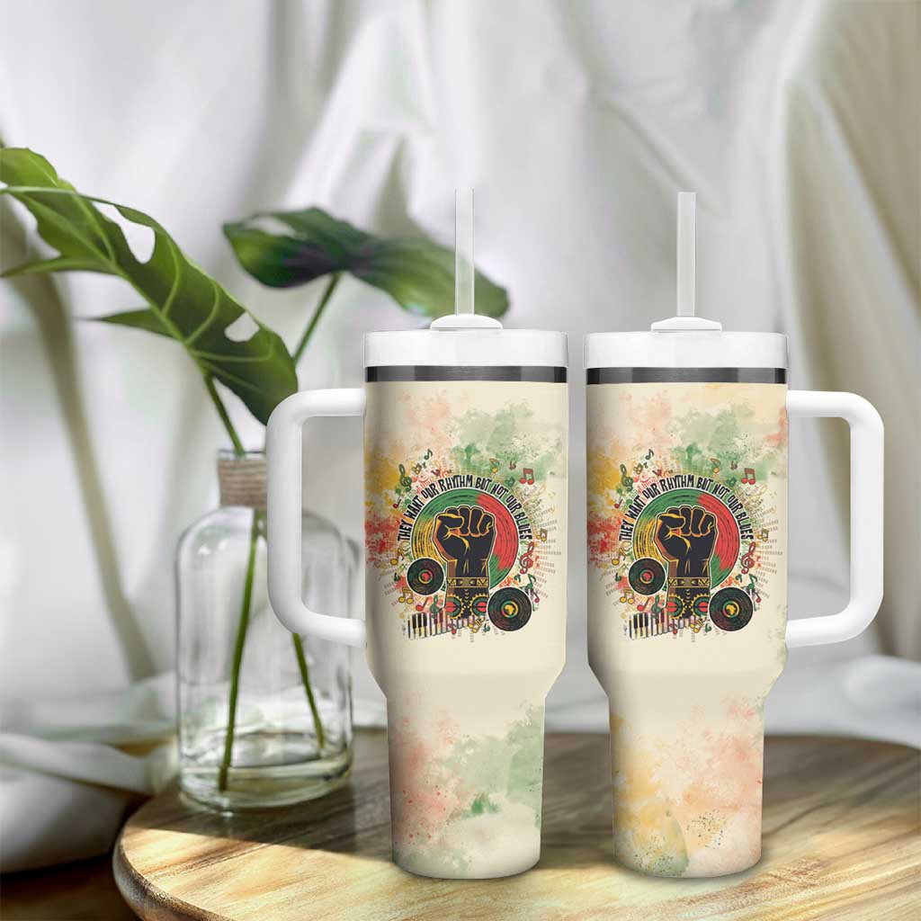 They Want Our Rhythm Not Our Blues Tumbler With Handle Afro Pride Music