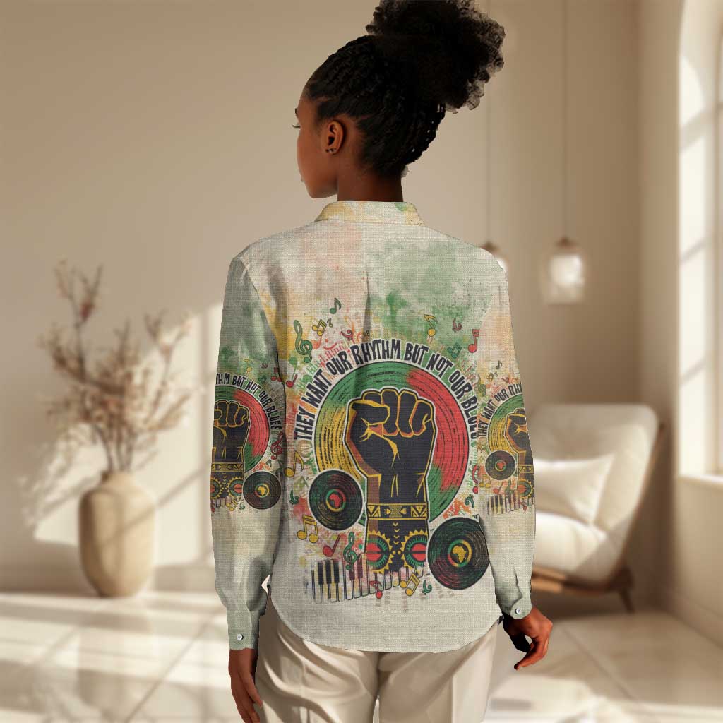 They Want Our Rhythm Not Our Blues Women Casual Shirt Afro Pride Music