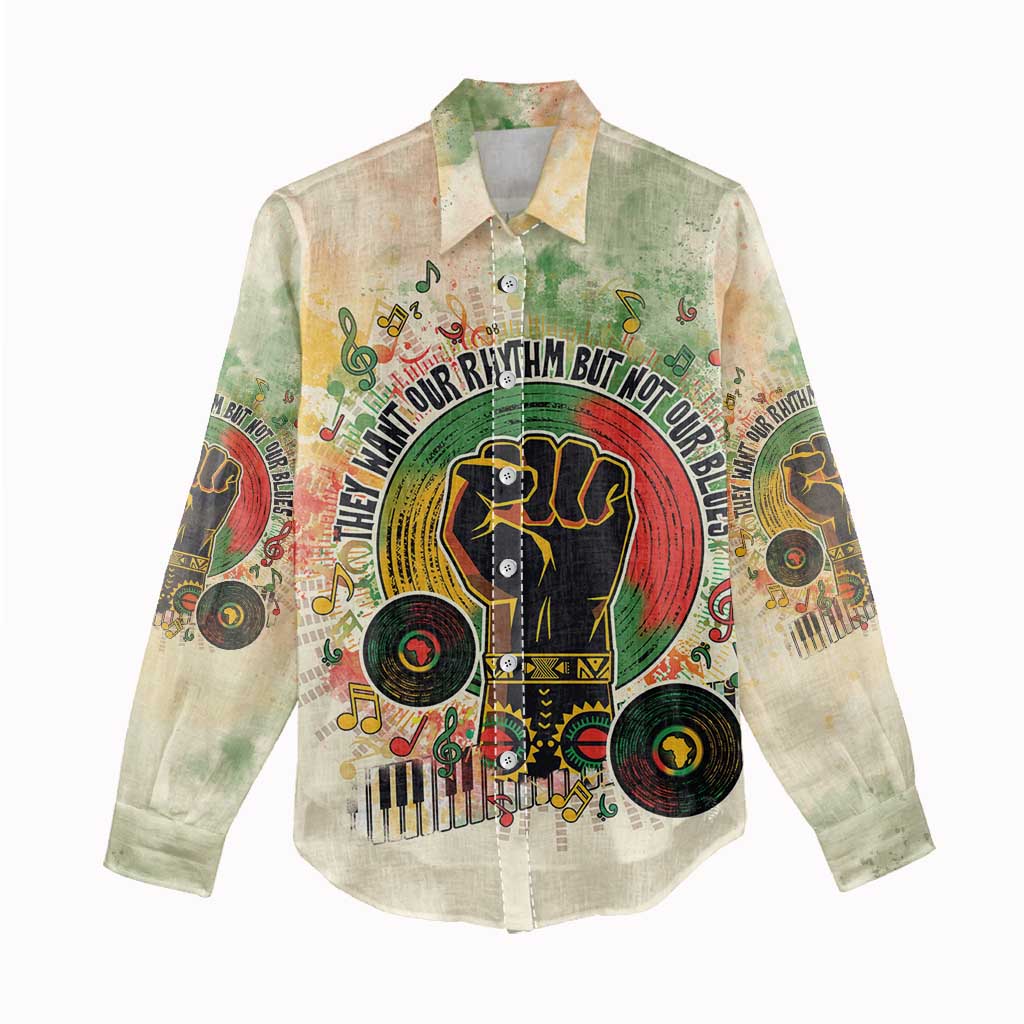 They Want Our Rhythm Not Our Blues Women Casual Shirt Afro Pride Music