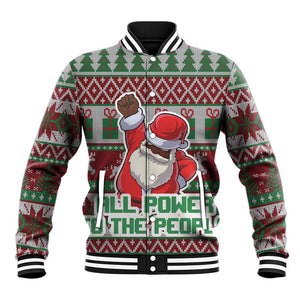 Black Santa Fist Christmas Africa Baseball Jacket All Power to the People DT03