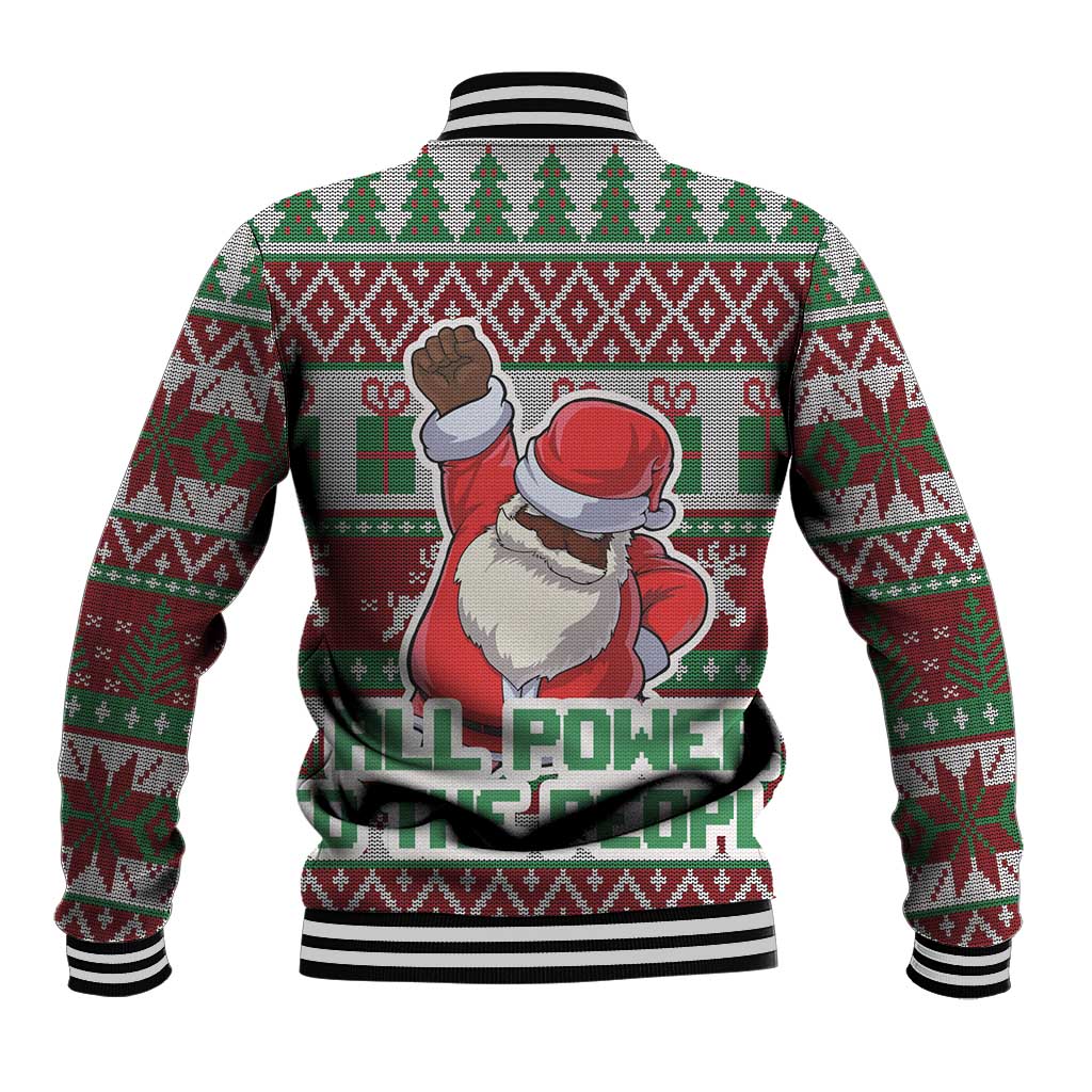 Black Santa Fist Christmas Africa Baseball Jacket All Power to the People DT03