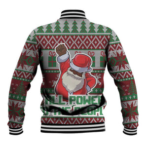 Black Santa Fist Christmas Africa Baseball Jacket All Power to the People DT03