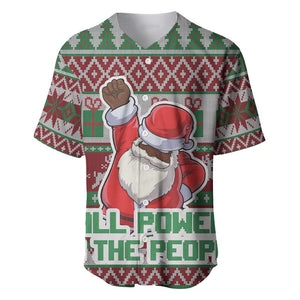 Black Santa Fist Christmas Africa Baseball Jersey All Power to the People