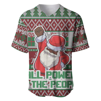Black Santa Fist Christmas Africa Baseball Jersey All Power to the People