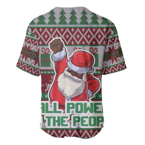 Black Santa Fist Christmas Africa Baseball Jersey All Power to the People