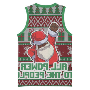 Black Santa Fist Christmas Africa Basketball Jersey All Power to the People - African Pride