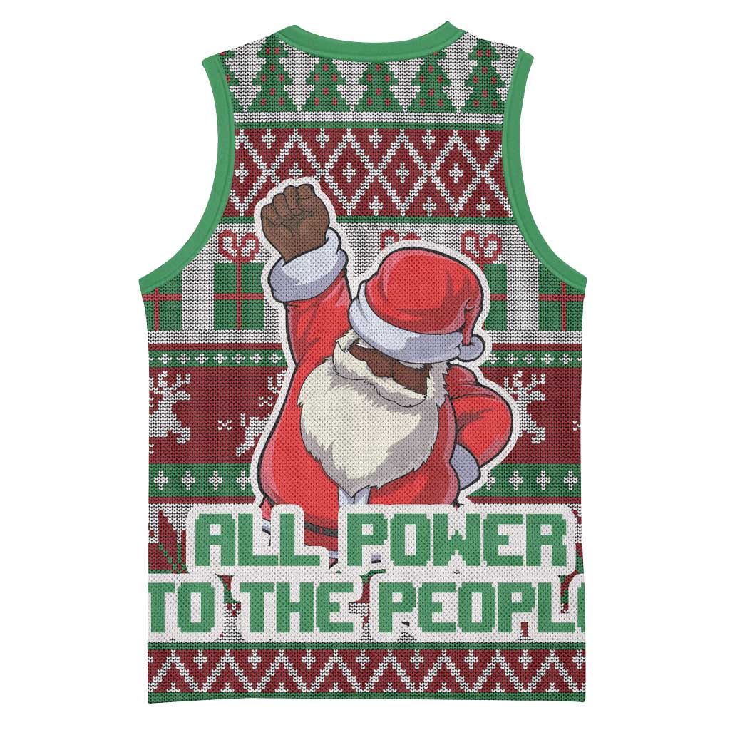 Black Santa Fist Christmas Africa Basketball Jersey All Power to the People DT03