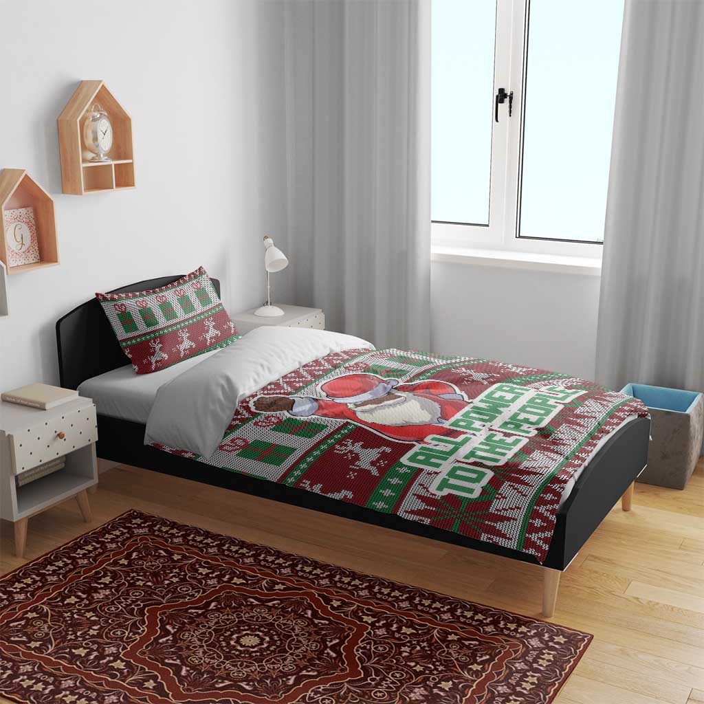 Black Santa Fist Christmas Africa Bedding Set All Power to the People