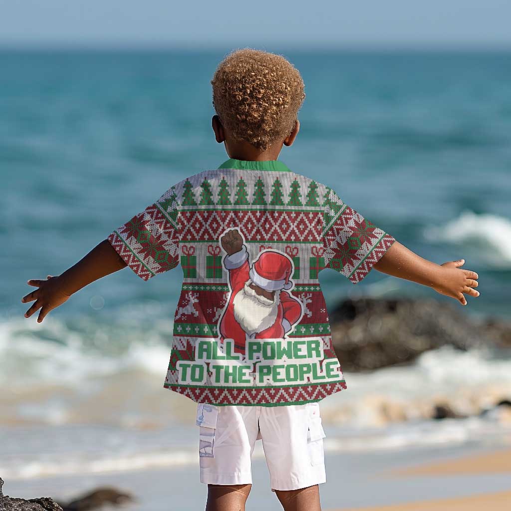 Black Santa Fist Christmas Africa Kid Hawaiian Shirt All Power to the People