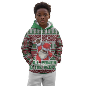 Black Santa Fist Christmas Africa Kid Hoodie All Power to the People