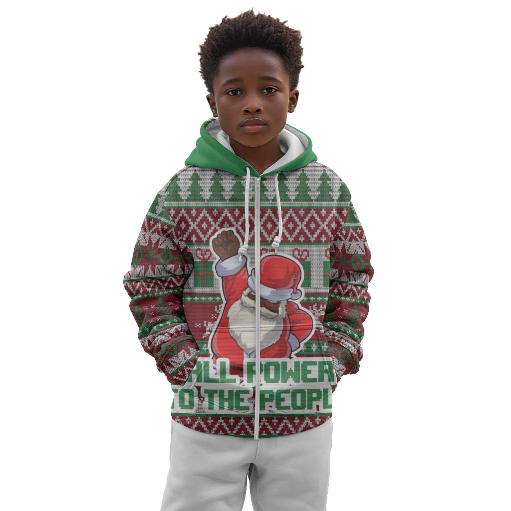 Black Santa Fist Christmas Africa Kid Hoodie All Power to the People