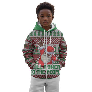 Black Santa Fist Christmas Africa Kid Hoodie All Power to the People