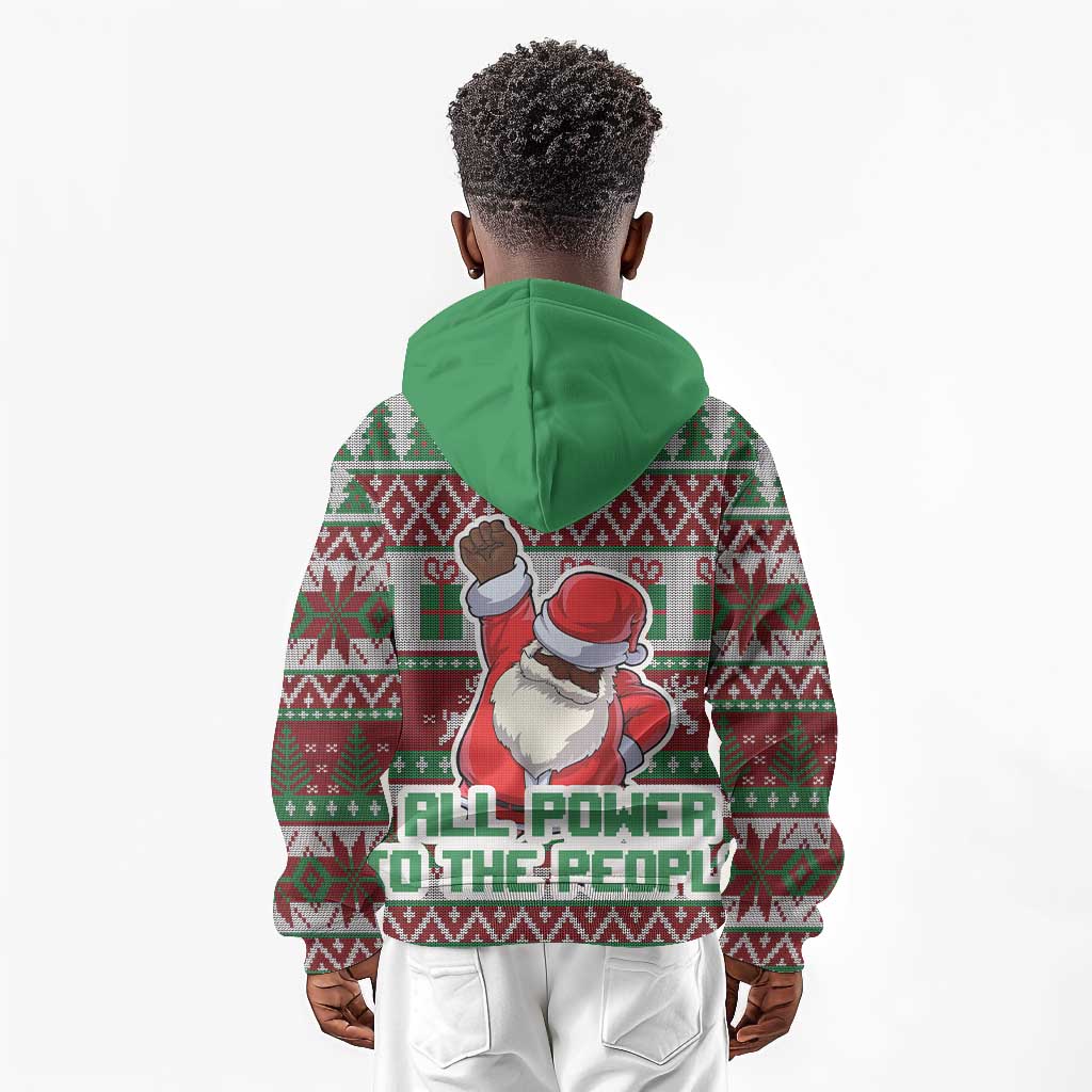 Black Santa Fist Christmas Africa Kid Hoodie All Power to the People