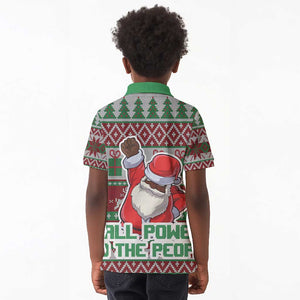 Black Santa Fist Christmas Africa Kid Polo Shirt All Power to the People