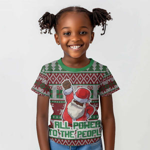 Black Santa Fist Christmas Africa Kid T shirt All Power to the People