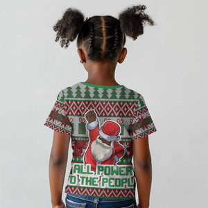 Black Santa Fist Christmas Africa Kid T shirt All Power to the People