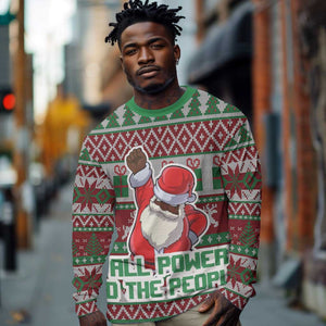Black Santa Fist Christmas Africa Long Sleeve Shirt All Power to the People DT03