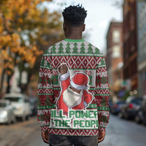 Black Santa Fist Christmas Africa Long Sleeve Shirt All Power to the People DT03