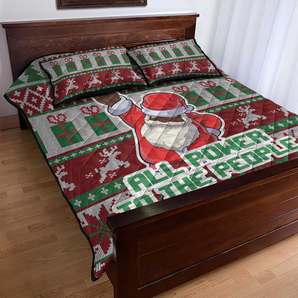 Black Santa Fist Christmas Africa Quilt Bed Set All Power to the People
