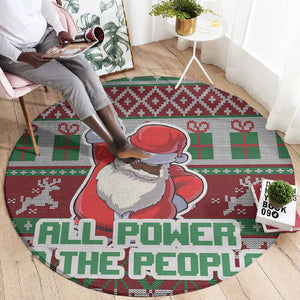 Black Santa Fist Christmas Africa Round Carpet All Power to the People