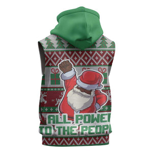 Black Santa Fist Christmas Africa Sleeveless Hoodie All Power to the People - African Pride