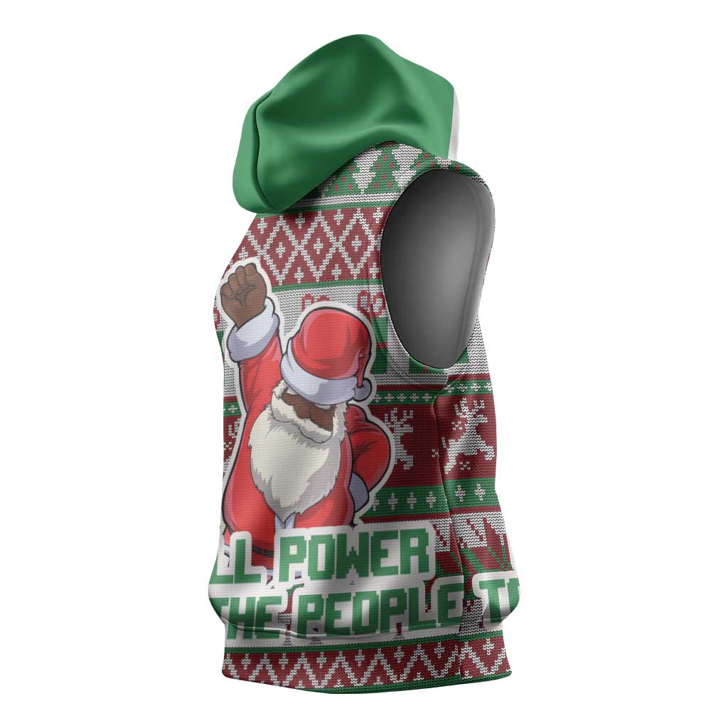 Black Santa Fist Christmas Africa Sleeveless Hoodie All Power to the People - African Pride