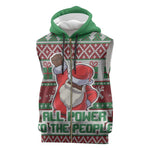 Black Santa Fist Christmas Africa Sleeveless Zip Hoodie All Power to the People - African Pride