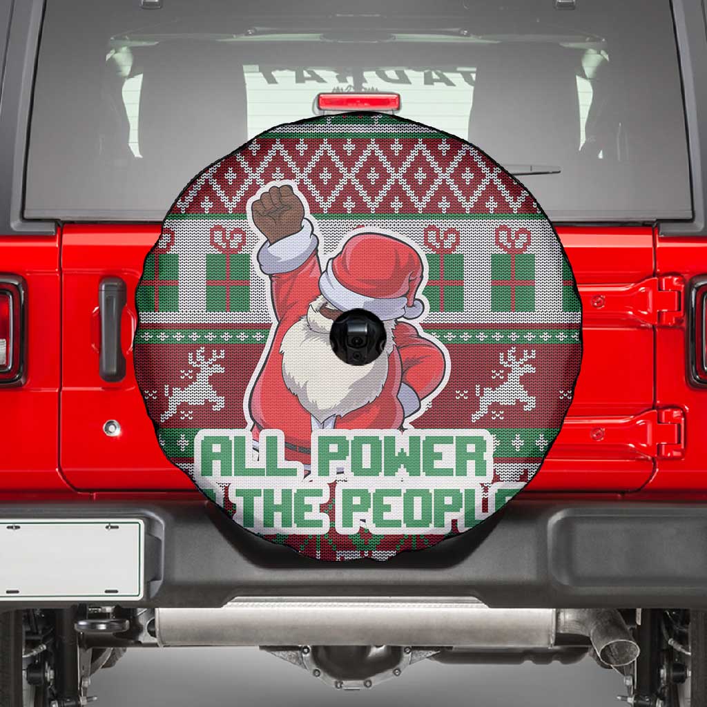 Black Santa Fist Christmas Africa Spare Tire Cover All Power to the People