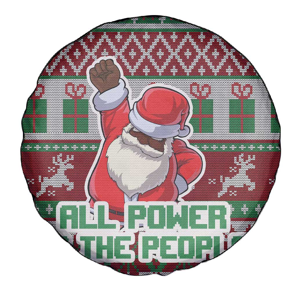 Black Santa Fist Christmas Africa Spare Tire Cover All Power to the People