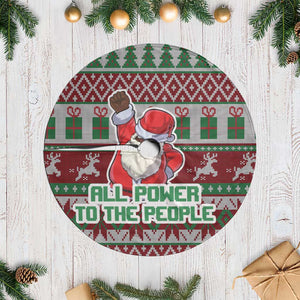Black Santa Fist Christmas Africa Tree Skirt All Power to the People