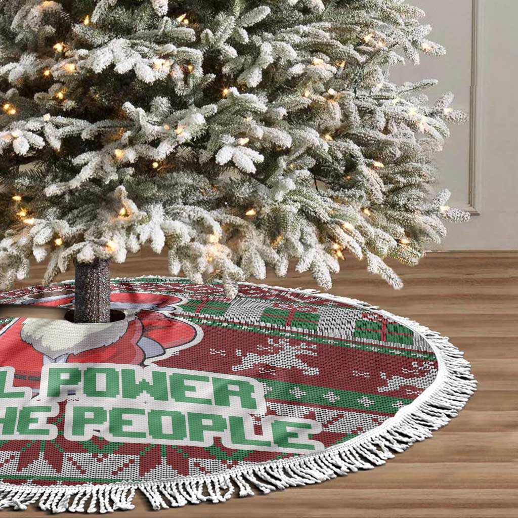 Black Santa Fist Christmas Africa Tree Skirt All Power to the People