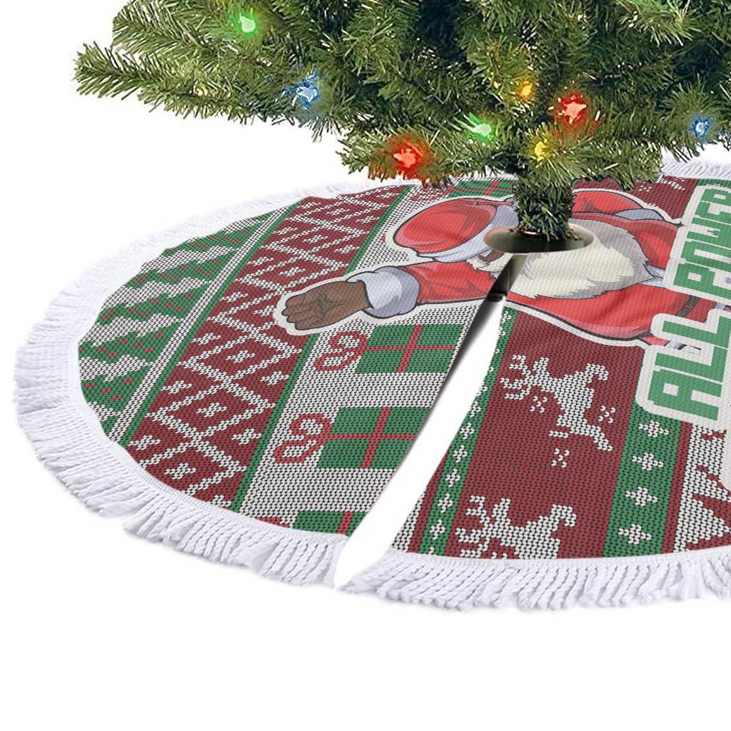 Black Santa Fist Christmas Africa Tree Skirt All Power to the People