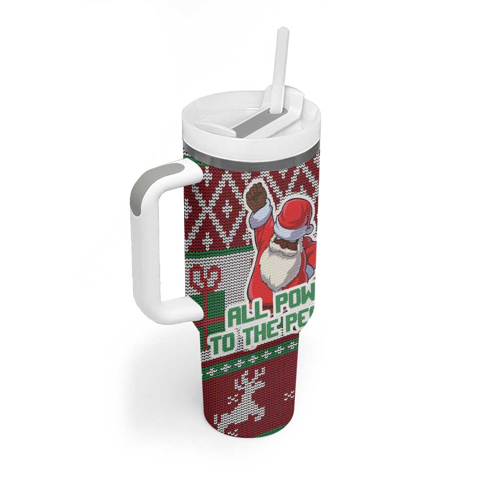 Black Santa Fist Christmas Africa Tumbler With Handle All Power to the People