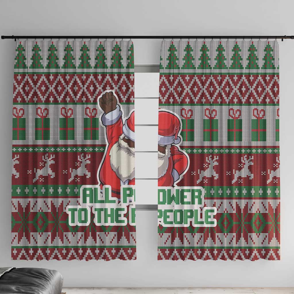 Black Santa Fist Christmas Africa Window Curtain All Power to the People