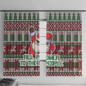 Black Santa Fist Christmas Africa Window Curtain All Power to the People
