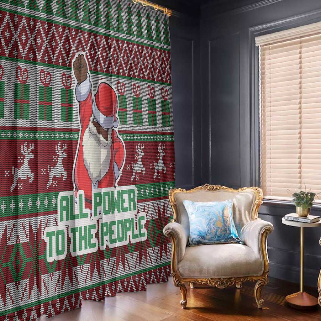 Black Santa Fist Christmas Africa Window Curtain All Power to the People