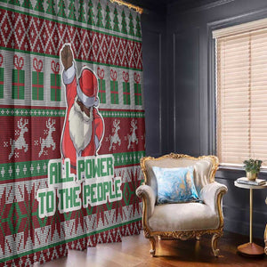 Black Santa Fist Christmas Africa Window Curtain All Power to the People
