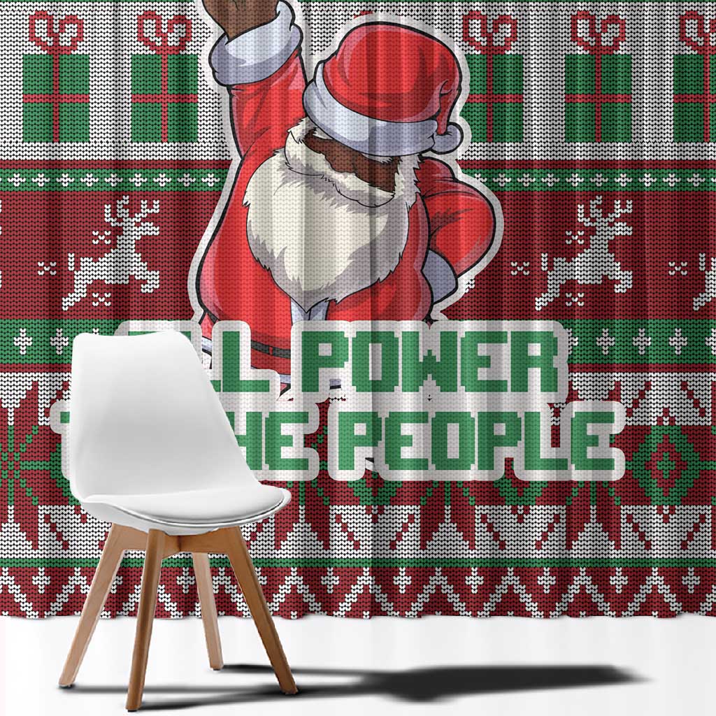 Black Santa Fist Christmas Africa Window Curtain All Power to the People