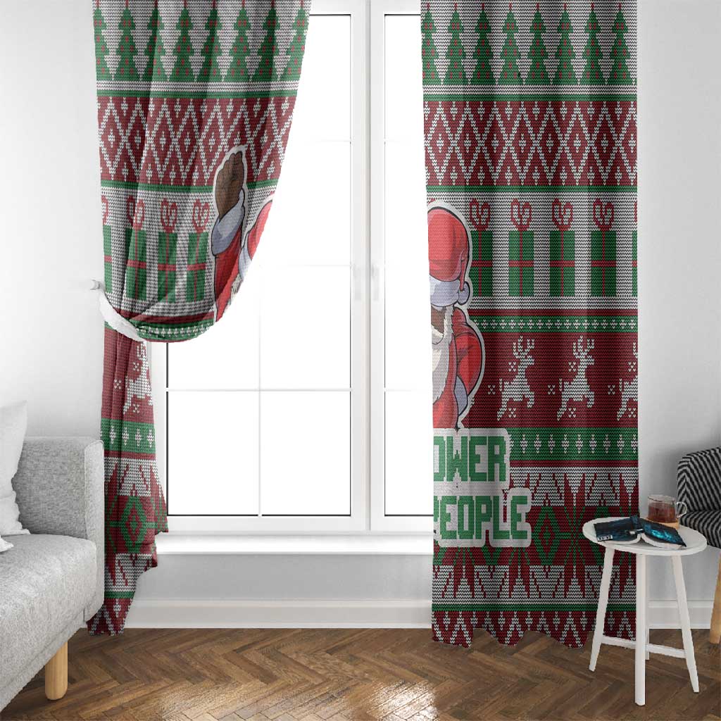 Black Santa Fist Christmas Africa Window Curtain All Power to the People