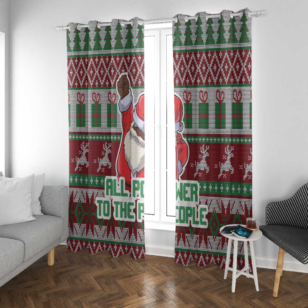 Black Santa Fist Christmas Africa Window Curtain All Power to the People