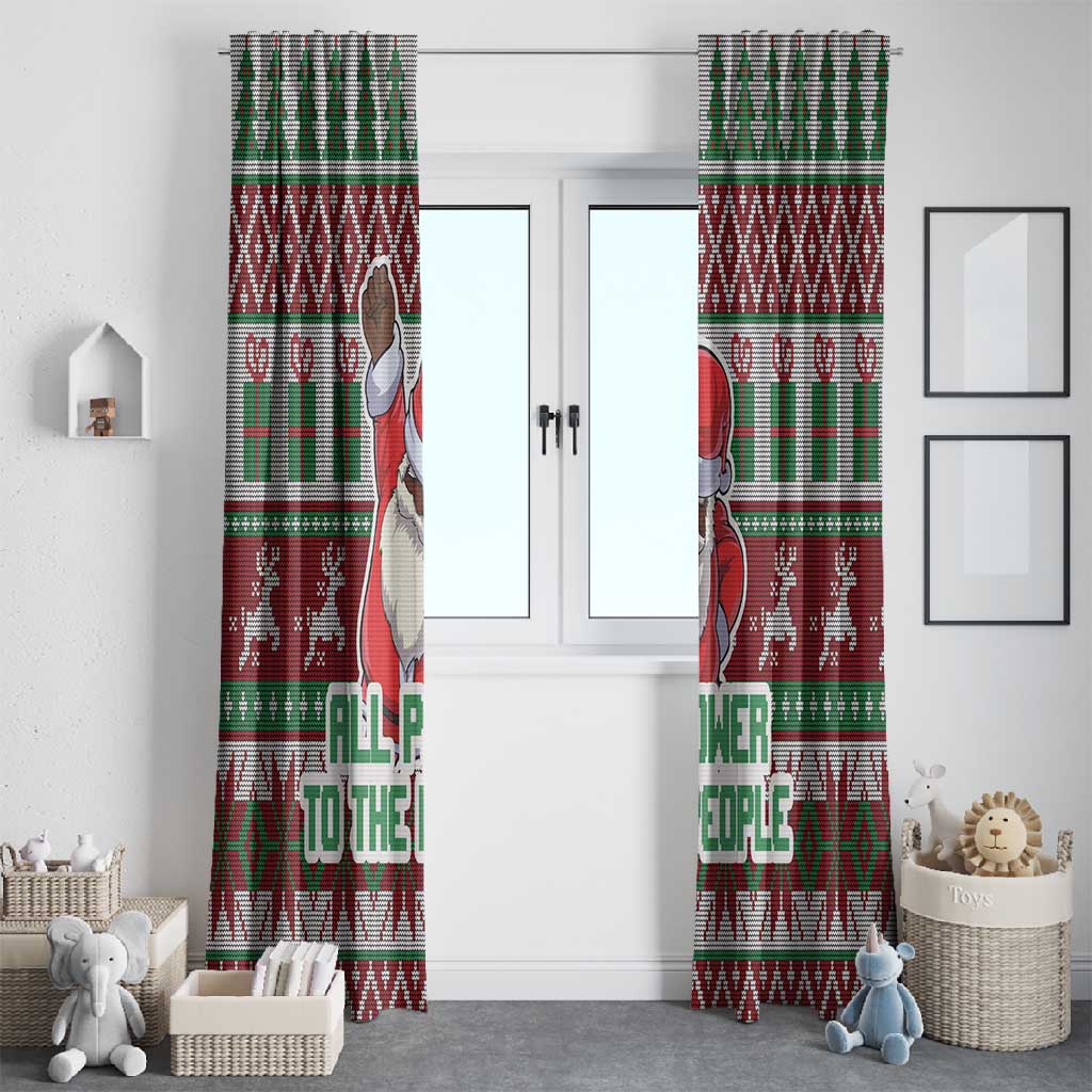 Black Santa Fist Christmas Africa Window Curtain All Power to the People