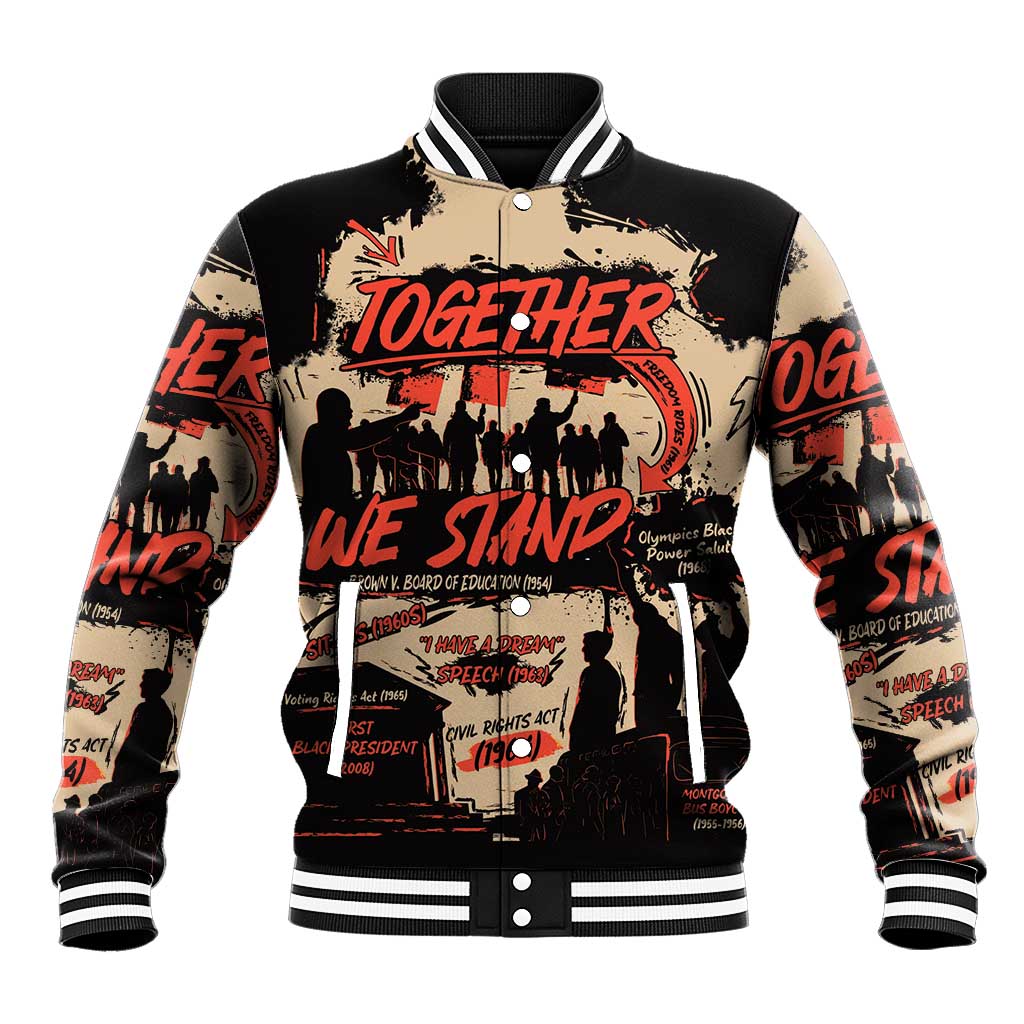 Together We Stand African American Baseball Jacket Important Milestones History Vintage
