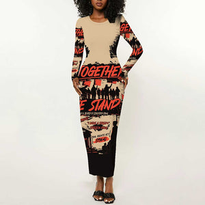 Together We Stand African American Long Sleeve Bodycon Dress Important Milestones History Vintage DT03