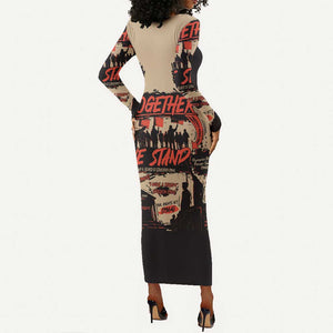 Together We Stand African American Long Sleeve Bodycon Dress Important Milestones History Vintage DT03
