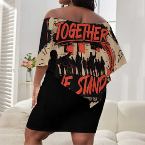 Together We Stand African American Off Shoulder Short Dress Important Milestones History Vintage