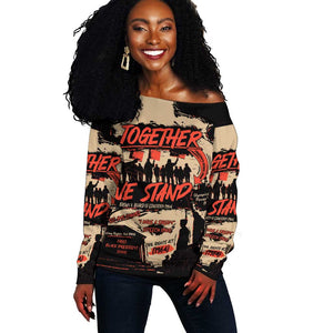 Together We Stand African American Off Shoulder Sweater Important Milestones History Vintage